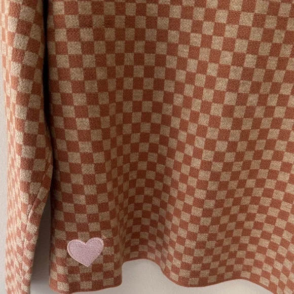 Maeve Brown Checkered Sweater with Pink Heart from Anthropologie - Picture 6 of 10